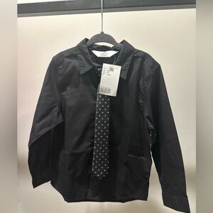 Boys H&M Black Button-Up Shirt with Tie
